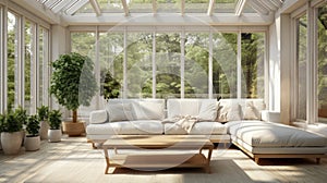 A sunroom bathed in natural light, a serene space to relax and connect with nature.