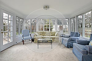 Sunroom with patio view