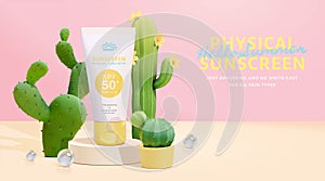 Sunscreen ad in cute cactus theme photo