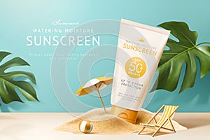 Sunscreen ad template photo
