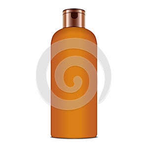 Sunscreen Blank Plastic Pack Bottle. Vector Realistic Mock up Template