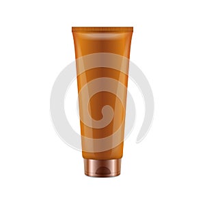 Sunscreen Blank Plastic Pack Tube. Vector Realistic Mock up Template