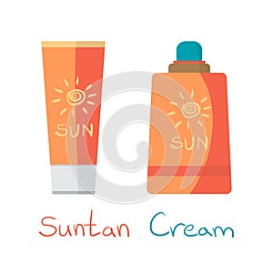 Sunscreen Care Sun Protection Cosmetics container orange vector