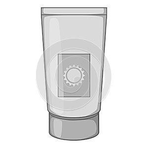 Sunscreen cream icon, gray monochrome style