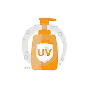 sunscreen, sunblock vector flat icon on white