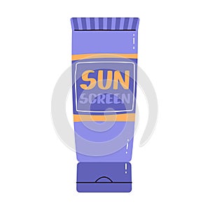 Sunscreen tube isolated. Skin sun protection product.