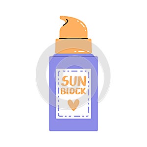 Sunscreen tube isolated. Skin sun protection product. Lotion with SPF.