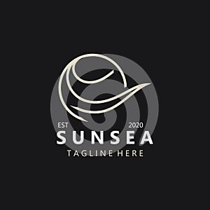 Sunsea Logo Template creative premium symbol minimalist. Vector
