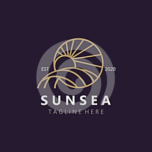 Sunsea Logo Template creative premium symbol minimalist. Vector