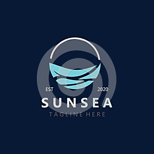 Sunsea Logo Template creative premium symbol minimalist. Vector