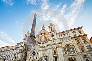 Sunsest at Piazza Navona in Rome, Italy