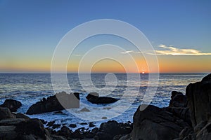 Sunset at 17-mile drive, Pebble beach, California