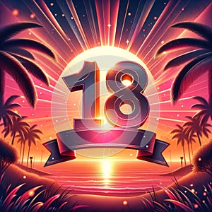 Sunset 18th Birthday Banner - Tropical Vibes