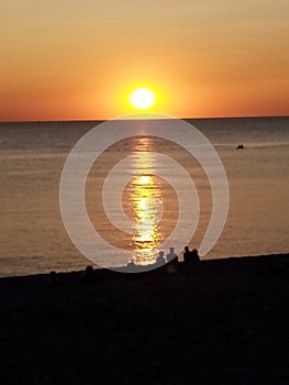 Sunset in Aberystwyth beach
