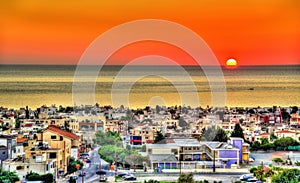 Sunset above the city of Paphos