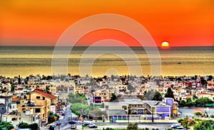 Sunset above the city of Paphos photo