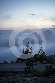 Sunset Above the Clouds. Dusk views from Cadillac Mountain.