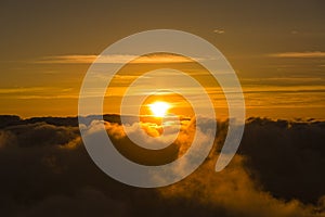 Sunset Above Clouds Haleakala National Park Maui Hawaii USA