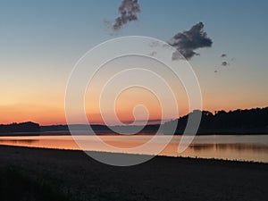 Sunset above a large lake