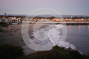 Sunset above the ocean pier in Santa Cruz