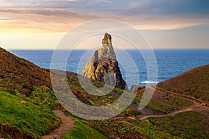 Sunset above Ponta de Sao Lourenco peninsula, Madeira Islands, Portugal