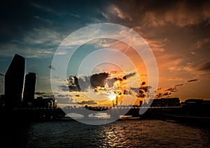 Sunset above the River of Thames