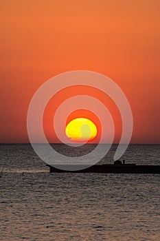 Sunset above the sea in Bangpu in Thailand