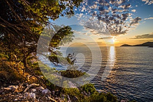 Sunset Above Sea - Mljet, Dalmatia, Croatia