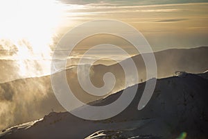 Sunset above slovakia tatras mountains