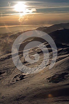 Sunset above slovakia tatras mountains