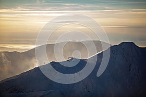 Sunset above slovakia tatras mountains