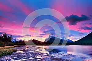 Sunset above Vermilion Lakes, Banff National Park