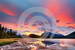 Sunset above Vermilion Lakes, Banff National Park