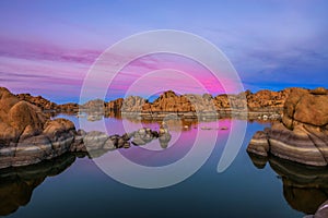 Sunset above Watson Lake in Prescott, Arizona