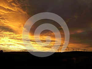 Sunset above windfarm