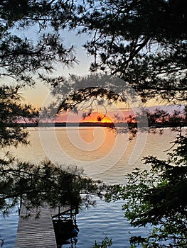 Sunset across the lake