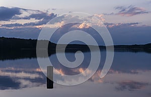 Sunset across lake photo