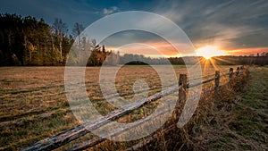 Sunset on an Adirondack meadow in Lake Placid, New York