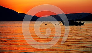 Sunset Adriatic sea Kotor Montenegro