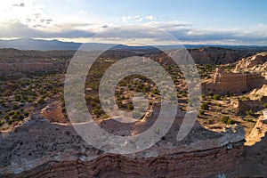New Mexico Landscape Aerial with Views of dramatic cliffs, mountains, and mesas photo