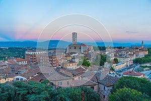 Sunset aerial view of convent of San Domenico in Perugia, Italy