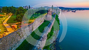 Sunset aerial view of Smederevo fortress in Serbia