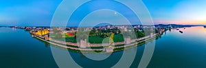 Sunset aerial view of Smederevo fortress in Serbia