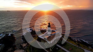 Sunset aerial view of tourism postal card at downtown Salvador Bahia Brazil.