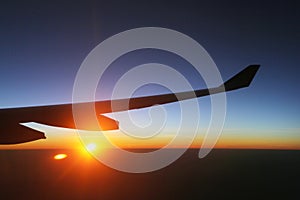 Sunset in an aeroplane