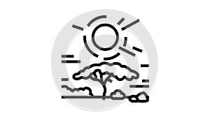 sunset african line icon animation