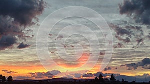 Sunset afterglow grey clouds