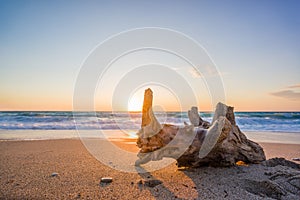 Sunset at Agios Ioannis beach in Lefkada Greece