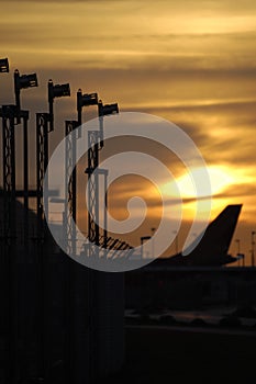 Sunset and airport