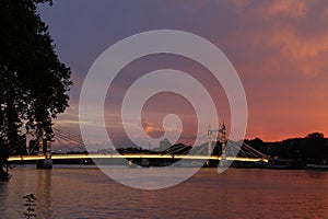 Sunset at Albert Bridge, London, UK